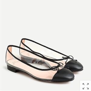 J. Crew Women's Transparent Kiki Ballets Flats w/ Cap Toe -Clear - Size 7.5